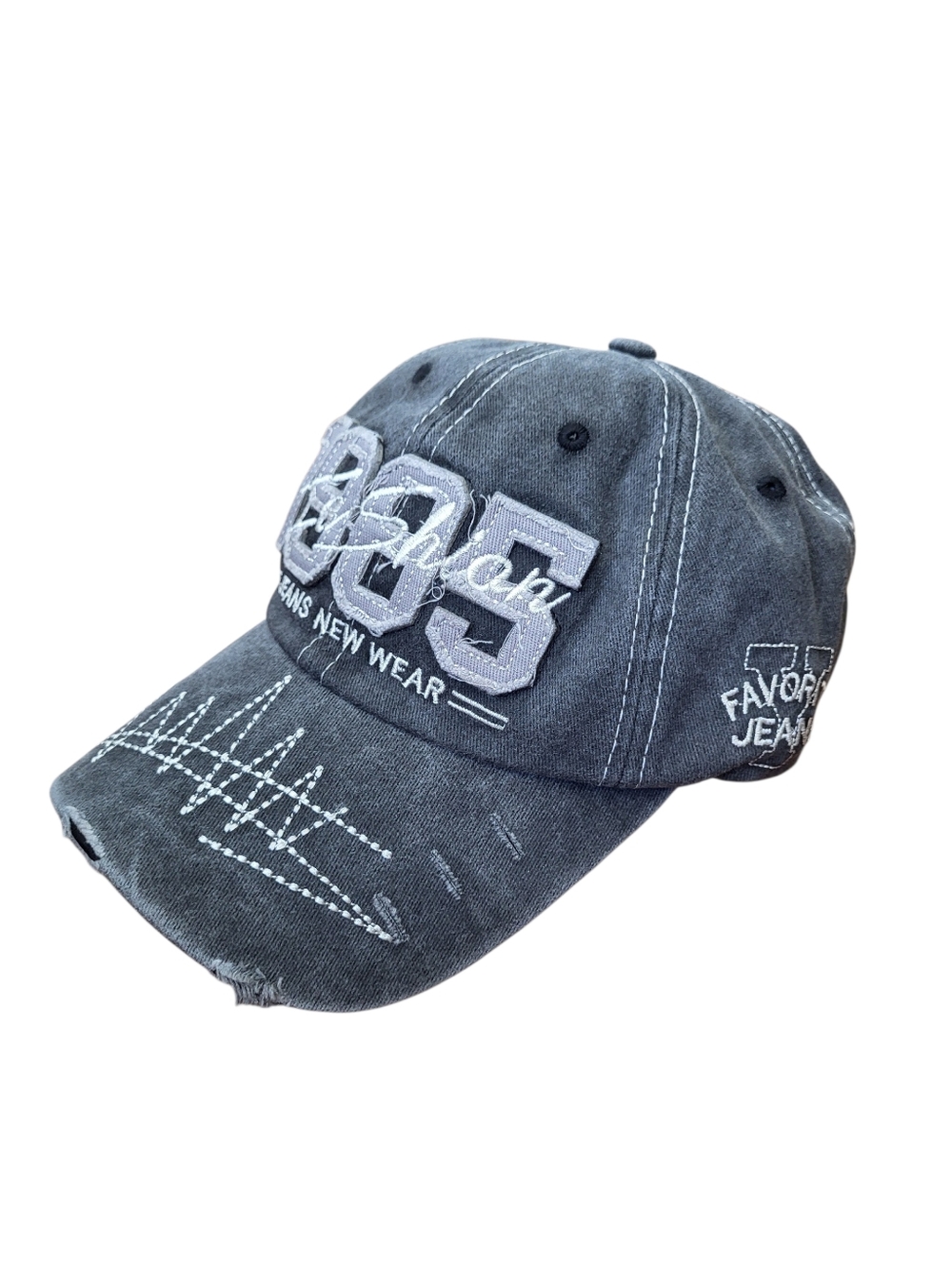 Vintage 1985 Denim Baseball Cap - Gray Washed Jeans Trucker Hat - Retro style
